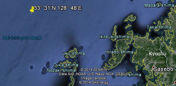 Approximate location of USS Escolar