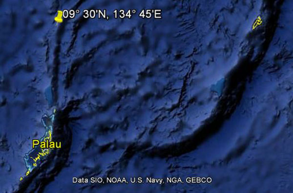 Approximate location of USS Tullibee