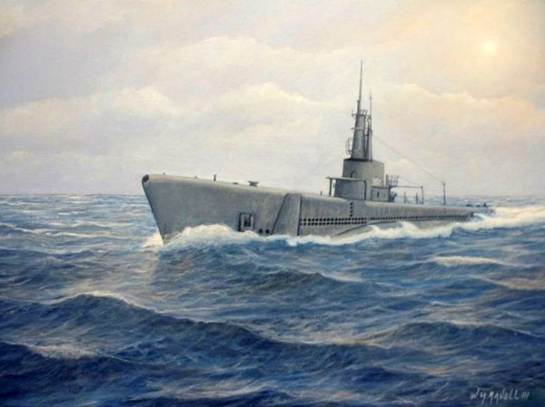 USS Jallao painting by William Ravell