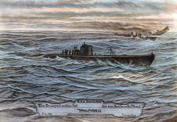USS Pompano - painting by Lloyd