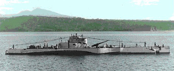 Colorized photo of USS S-39 (SS-144)