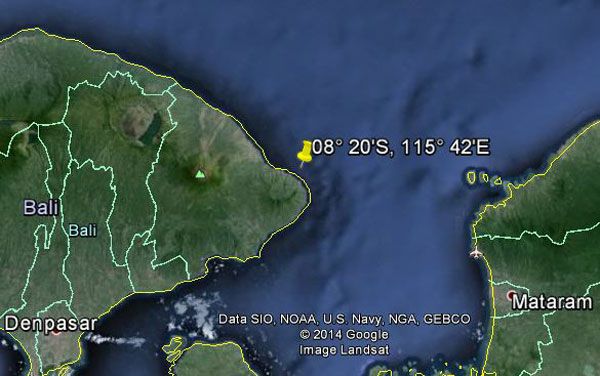 Approximate location of USS Bullhead