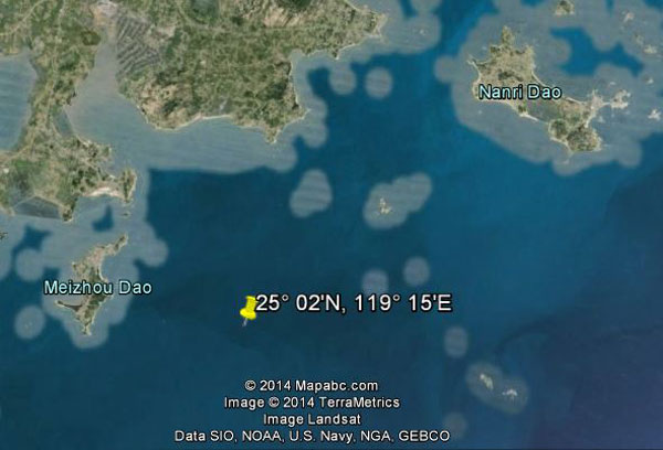 Approximate location of USS Tang